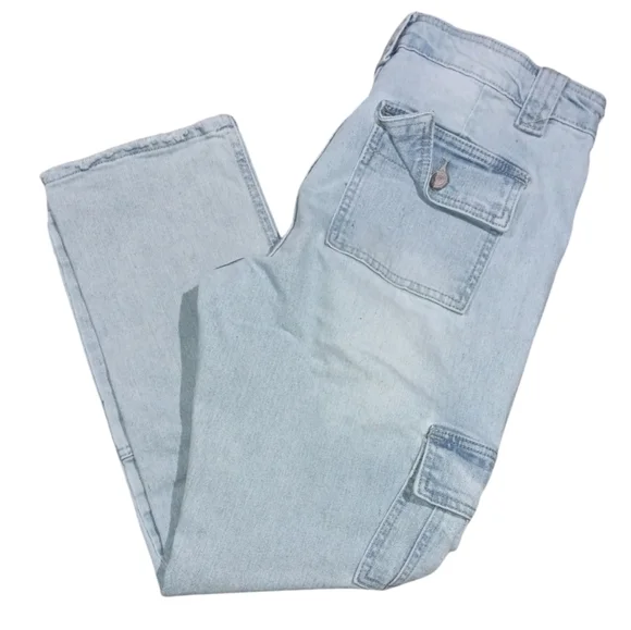 KanCan High Rise Straight Leg Cropped Cargo Jeans Size 9/28 - Picture 1 of 6